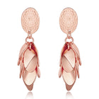 Rose Gold Plated  Earrings Drop Dangle Push Back .52" L264
