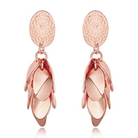 Rose Gold Plated  Earrings Drop Dangle Push Back .52" L264