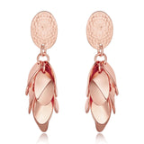 Rose Gold Plated  Earrings Drop Dangle Push Back .52" L264
