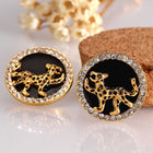 Rose Gold Plated Platinum Black Earrings AAA Zirconia Push Back  Jaguar.84" L255