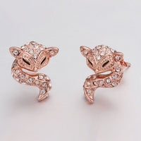 Rose Gold Platinum Plated Earrings AAA Zirconia Push Back Sugar Glider .52" L289