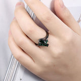 Gold Plated Black Gunmetal P Fashion Ring AAA Zirconia Women  B320