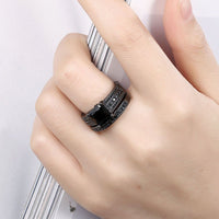 Gold Plated Black Gunmetal P Fashion Set Ring AAA Zirconia Women B325