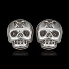 Rose Gold Platinum Plated Earrings Stud Push Back Skull .56" L316