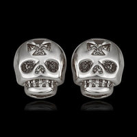 Rose Gold Platinum Plated Earrings Stud Push Back Skull .56" L316