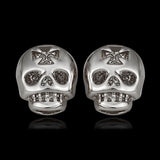 Rose Gold Platinum Plated Earrings Stud Push Back Skull .56" L316