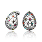 Rose Gold Platinum Plated  Earrings Stud AAA Zirconia Push Back .56" L312