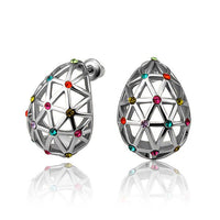 Rose Gold Platinum Plated  Earrings Stud AAA Zirconia Push Back .56" L312