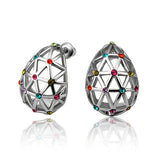 Rose Gold Platinum Plated  Earrings Stud AAA Zirconia Push Back .56" L312