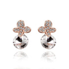 Rose Gold Platinum Plated Earrings Stud AAA Zirconia Push Back .4" L296