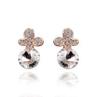 Rose Gold Platinum Plated Earrings Stud AAA Zirconia Push Back .4" L296