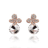 Rose Gold Platinum Plated Earrings Stud AAA Zirconia Push Back .4" L296