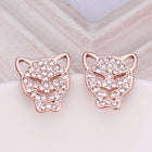 Rose Gold Platinum Plated  Earrings Stud AAA Zirconia Push Back  Puma .52" L314