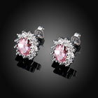 Platinum Plated Colors  Earrings Stud AAA Cubic Zirconia Push Back .48" L246