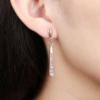 White /Rose Gold Platinum Plated Earrings AAA Zirconia Push Back  .2" L273