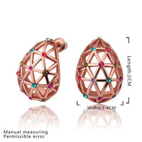 Rose Gold Platinum Plated  Earrings Stud AAA Zirconia Push Back .56" L312