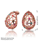 Rose Gold Platinum Plated  Earrings Stud AAA Zirconia Push Back .56" L312