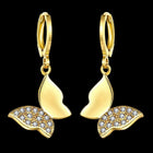Rose Gold Plated Earrings Drop Dangle AAA Zirconia Leverback Butterfly .6" L231