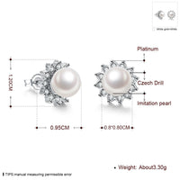 Platinum Plated Purple Fuchsia Earrings Stud Synthetic Pearl Push Back l165