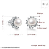 Platinum Plated Purple Fuchsia Earrings Stud Synthetic Pearl Push Back l165