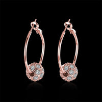 Rose Gold Platinum Plated  Earrings Drop Dangle AAA Zirconia French Clip.4" L242