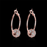 Rose Gold Platinum Plated  Earrings Drop Dangle AAA Zirconia French Clip.4" L242