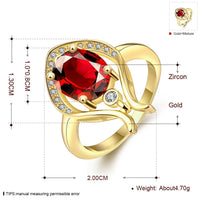 Rose Gold Platinum  Plated Fashion Ring Red AAA Zirconia Women B255