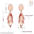 Rose Gold Plated  Earrings Drop Dangle Push Back .52" L264