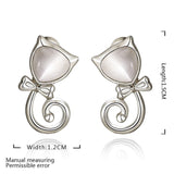Rose Gold Plated Earrings Stud Push Back Cat .48" L263