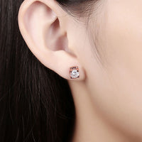 Rose Gold Platinum Plated Earrings Stud AAA Zirconia Push Back .24" L323