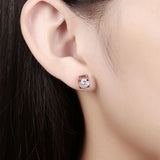Rose Gold Platinum Plated Earrings Stud AAA Zirconia Push Back .24" L323