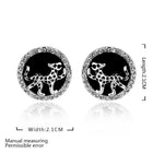 Rose Gold Plated Platinum Black Earrings AAA Zirconia Push Back  Jaguar.84" L255