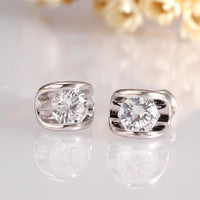 Rose Gold Platinum Plated Earrings AAA Zirconia Push Back .28" L258