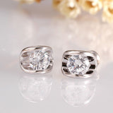 Rose Gold Platinum Plated Earrings AAA Zirconia Push Back .28" L258