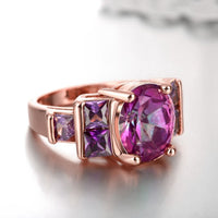 Rose Gold Plated Fashion Ring Purple AAA Zirconia Women B250