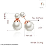 Rose Gold Platinum Plated Earrings Stud Synthetic Pearl Push Back .60" L178