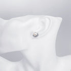 Platinum Plated Purple Fuchsia Earrings Stud Synthetic Pearl Push Back l165