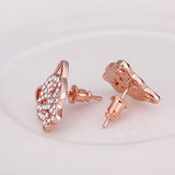 Rose Gold Platinum Plated  Earrings Stud AAA Zirconia Push Back  Puma .52" L314