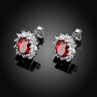 Platinum Plated Colors  Earrings Stud AAA Cubic Zirconia Push Back .48" L246