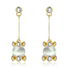 Rose Gold Plated Earrings Drop Dangle AAA Zirconia Push Back .56" L266