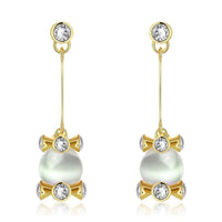 Rose Gold Plated Earrings Drop Dangle AAA Zirconia Push Back .56" L266