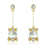 Rose Gold Plated Earrings Drop Dangle AAA Zirconia Push Back .56" L266