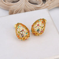 Rose Gold Platinum Plated  Earrings Stud AAA Zirconia Push Back .56" L312