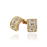 Rose Gold Platinum Plated  Earrings Stud AAA Zirconia Push Back .36" L297