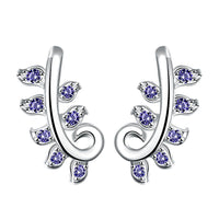 Sterling Silver Plated Purple Earrings Ear Cuff AAA Zirconia Push Back .32" L433