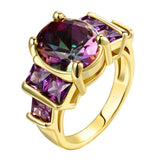 Rose Gold Plated Fashion Ring Purple AAA Zirconia Women B250