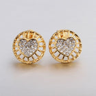 Rose Gold Platinum Plated Earrings Stud AAA Zirconia Push Back Heart .56" L272