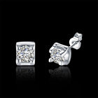 Rose Gold Platinum Plated Earrings Stud AAA Zirconia Push Back .24" L323
