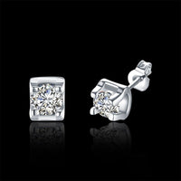 Rose Gold Platinum Plated Earrings Stud AAA Zirconia Push Back .24" L323