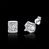 Rose Gold Platinum Plated Earrings Stud AAA Zirconia Push Back .24" L323